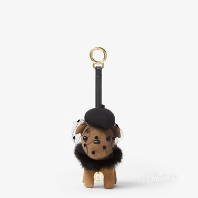 FENDI Igloo挂饰 棕色布料和貂毛挂饰