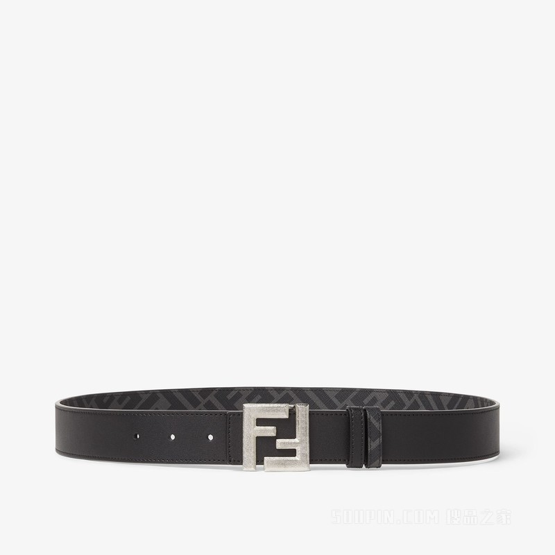 Squared FF腰带 黑色皮革和黑色FF帆布两面用腰带