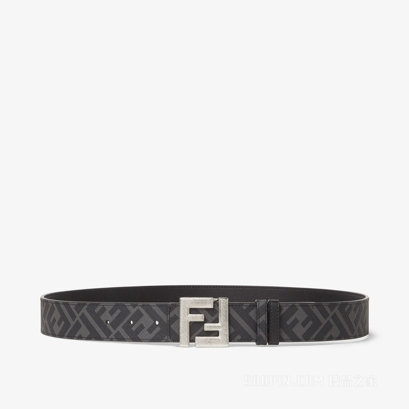 Squared FF腰带 黑色皮革和黑色FF帆布两面用腰带