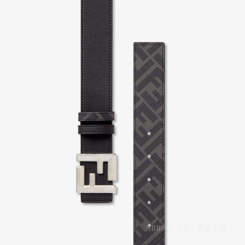 Squared FF腰带 黑色皮革和黑色FF帆布两面用腰带