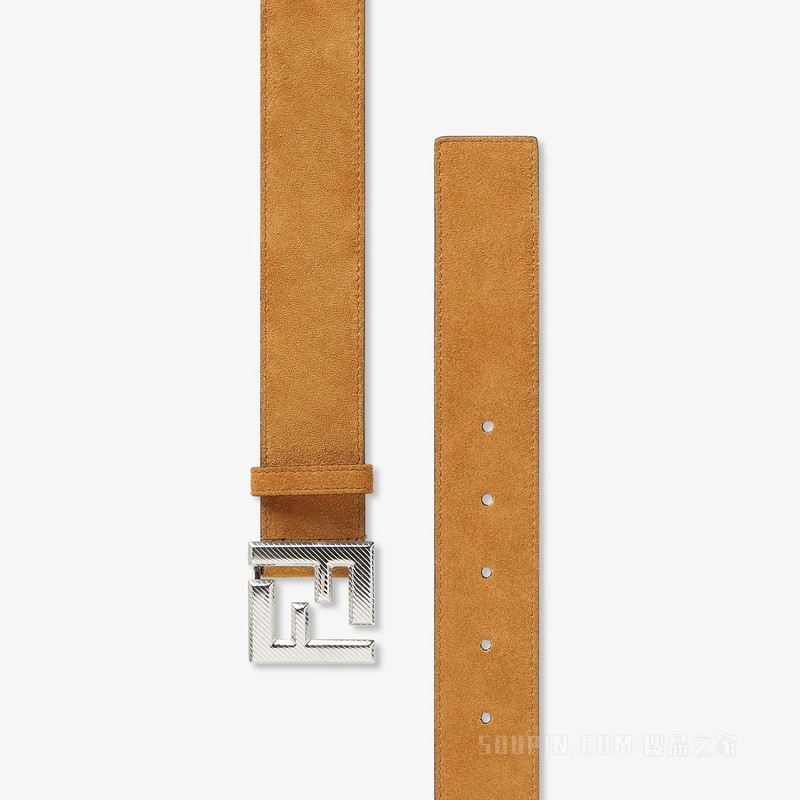 Squared FF腰带 米色绒面材质腰带