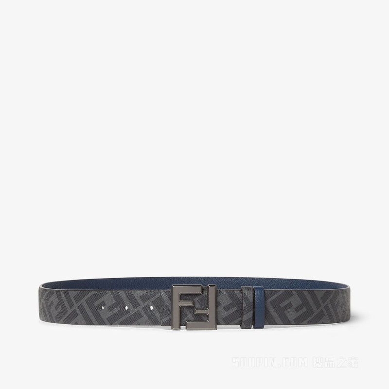 Squared FF腰带 深蓝色皮革和黑色FF帆布两面用腰带