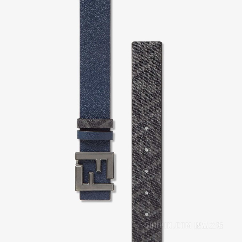 Squared FF腰带 深蓝色皮革和黑色FF帆布两面用腰带