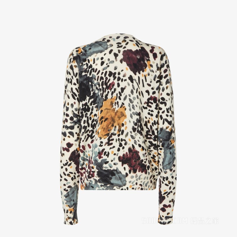 毛衣 白色羊毛和羊绒印花毛衣