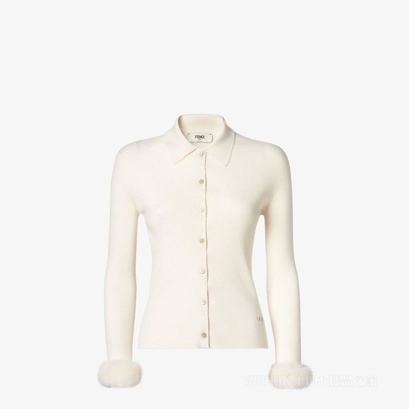 开衫 白色羊毛桑蚕丝开衫