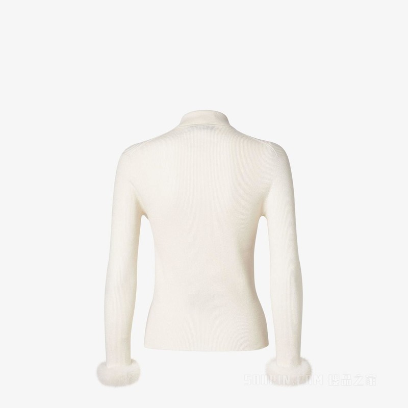 开衫 白色羊毛桑蚕丝开衫