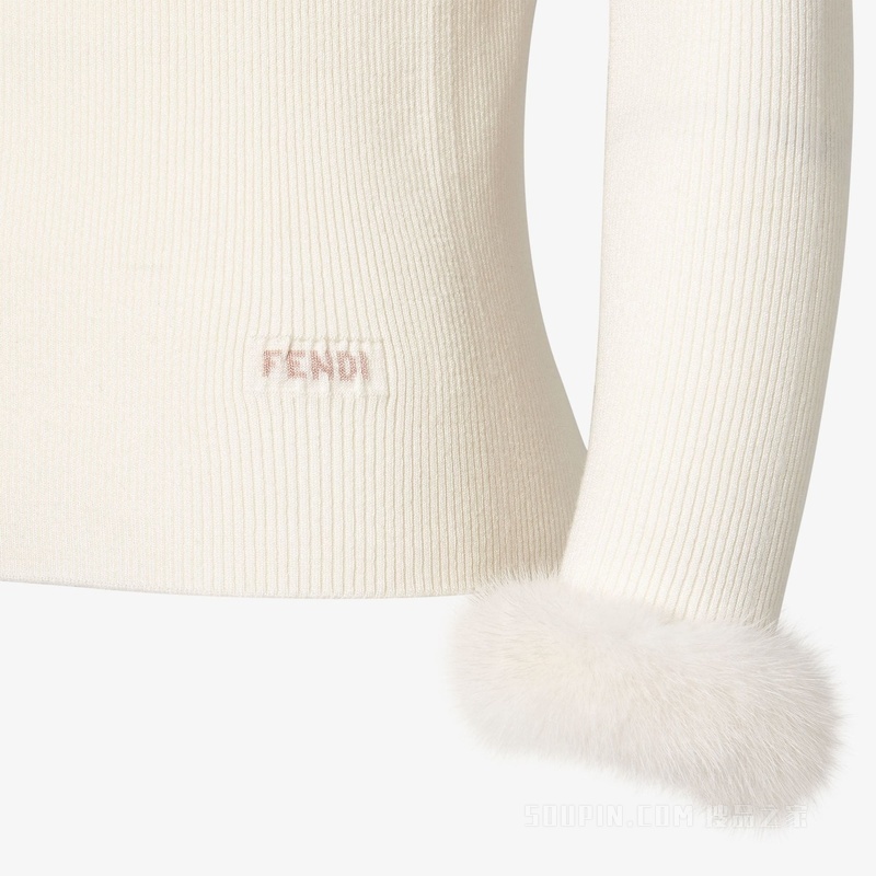 开衫 白色羊毛桑蚕丝开衫