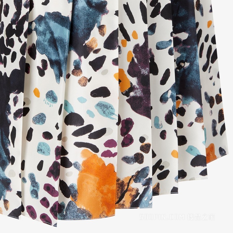 半身裙 白色印花桑蚕丝半身裙