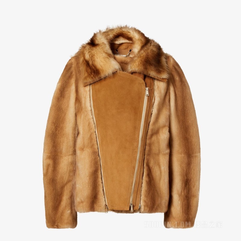 夹克衫 貂皮和羊剪毛夹克衫