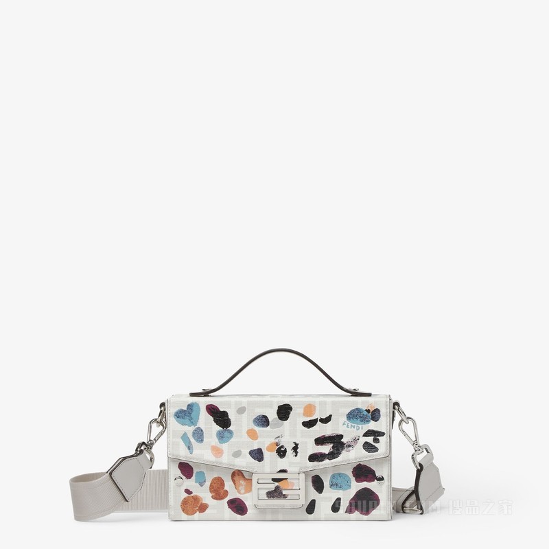 Baguette® Soft Trunk手袋 FENDI Falena印花白色FF帆布手袋