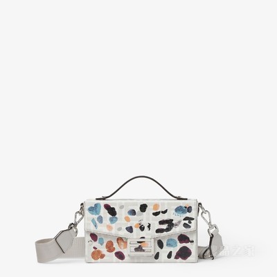 Baguette® Soft Trunk手袋 FENDI Falena印花白色FF帆布手袋