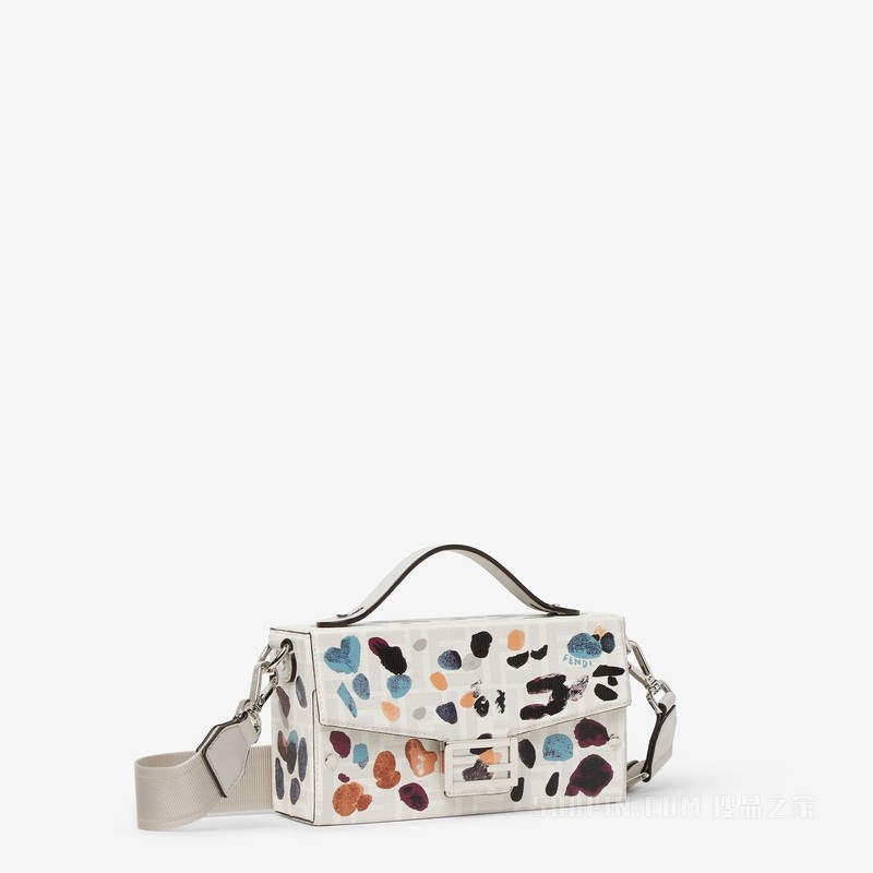 Baguette® Soft Trunk手袋 FENDI Falena印花白色FF帆布手袋
