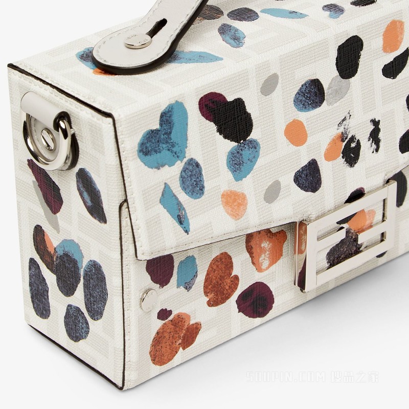 Baguette® Soft Trunk手袋 FENDI Falena印花白色FF帆布手袋