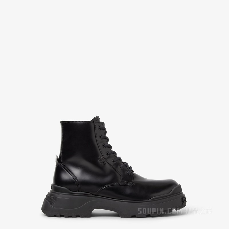 FENDI Force Light靴子 黑色皮革机车靴
