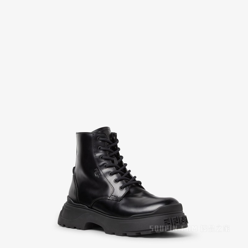 FENDI Force Light靴子 黑色皮革机车靴