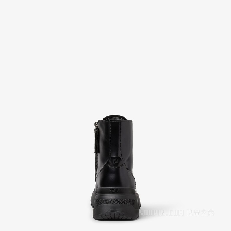 FENDI Force Light靴子 黑色皮革机车靴