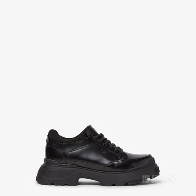 FENDI Force Light系带鞋 黑色皮革系带鞋