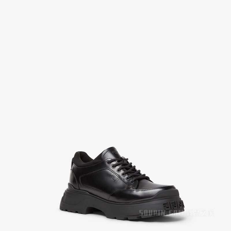 FENDI Force Light系带鞋 黑色皮革系带鞋