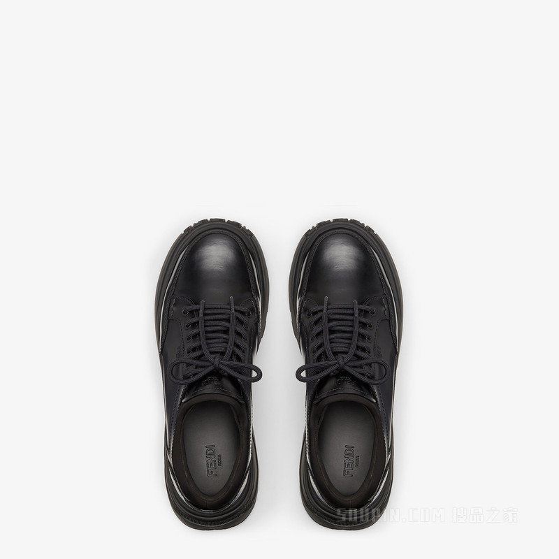 FENDI Force Light系带鞋 黑色皮革系带鞋