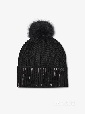 亮片翻边针织帽