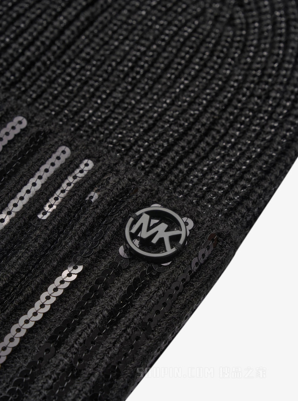 亮片翻边针织帽