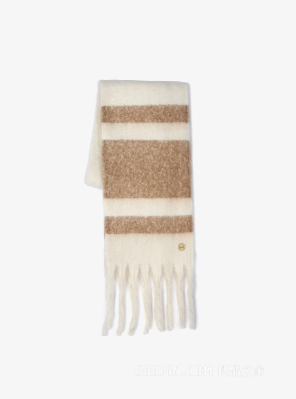 流苏拼色保暖围巾