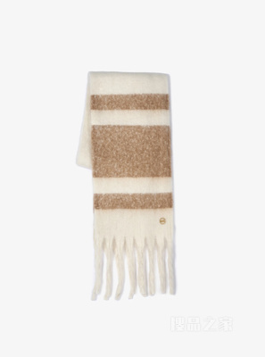 流苏拼色保暖围巾