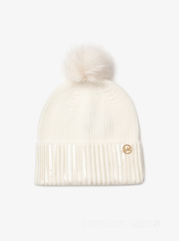 亮片翻边针织帽