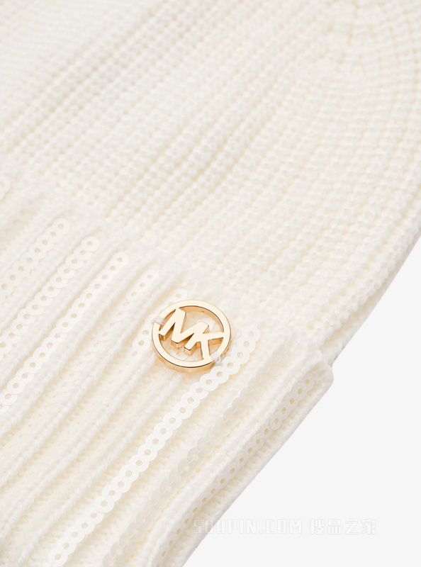 亮片翻边针织帽