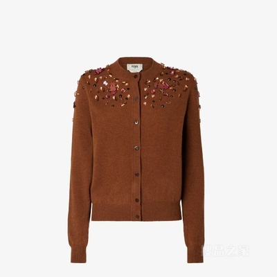 开衫 铁锈红FF羊绒和羊毛开衫