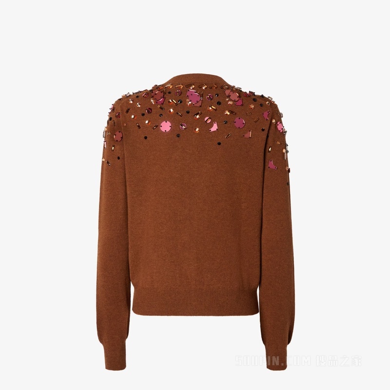 开衫 铁锈红FF羊绒和羊毛开衫