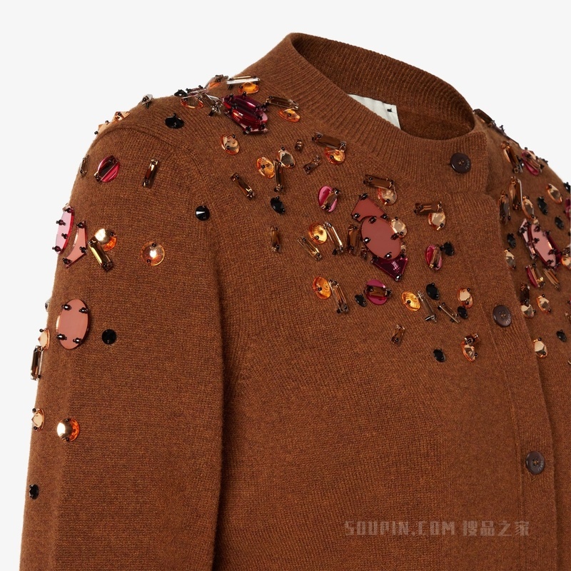 开衫 铁锈红FF羊绒和羊毛开衫