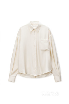 象牙白真丝开衩袖衬衫