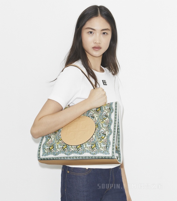 Ella 小号印花托特包 蓝色