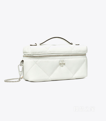 Kira 菱格纹绗缝吊坠 Vanity 斜挎包 白色