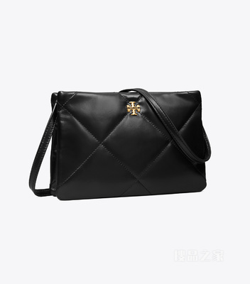 Kira 菱格纹绗缝斜挎包 黑色