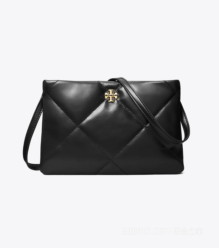 Kira 菱格纹绗缝斜挎包 黑色