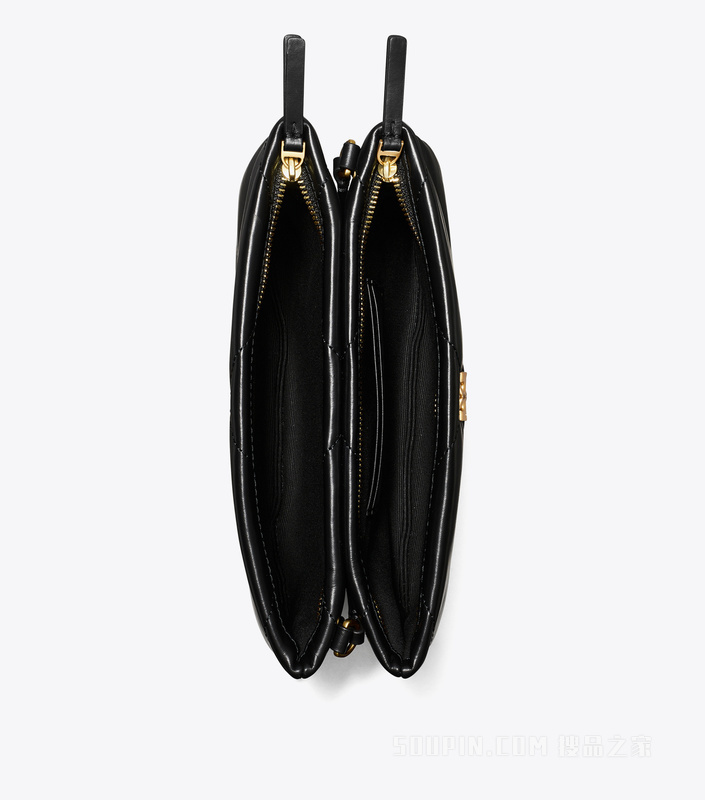 Kira 菱格纹绗缝斜挎包 黑色