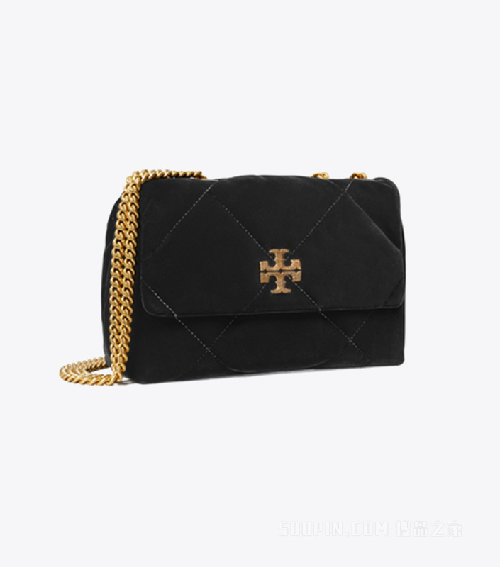 Kira 菱格纹绗缝密镶小号肩背包 黑色