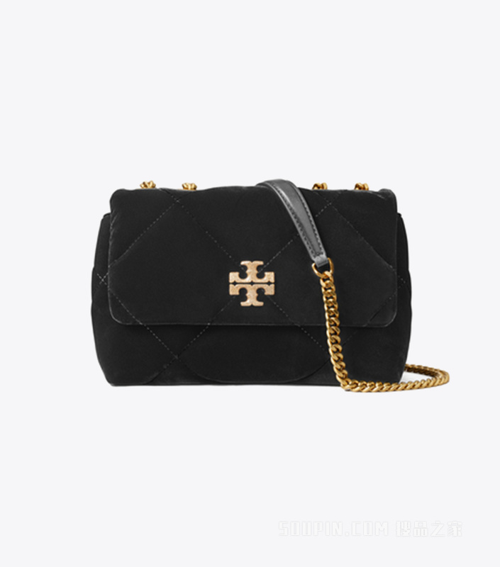 Kira 菱格纹绗缝密镶小号肩背包 黑色