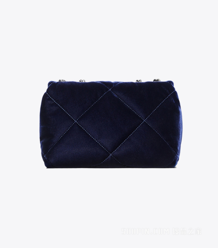 Kira 菱格纹绗缝密镶小号肩背包 深邃海军蓝
