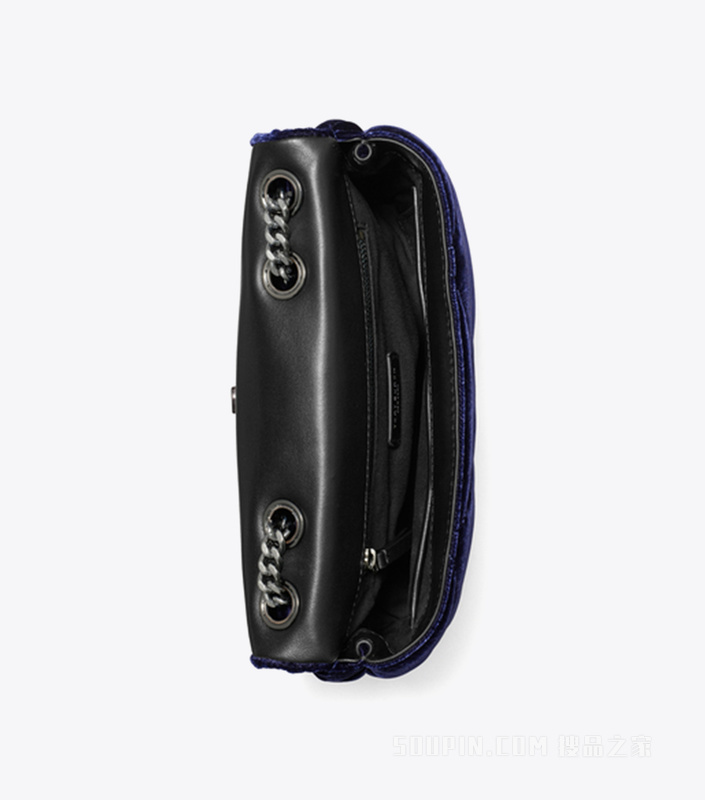 Kira 菱格纹绗缝密镶小号肩背包 深邃海军蓝