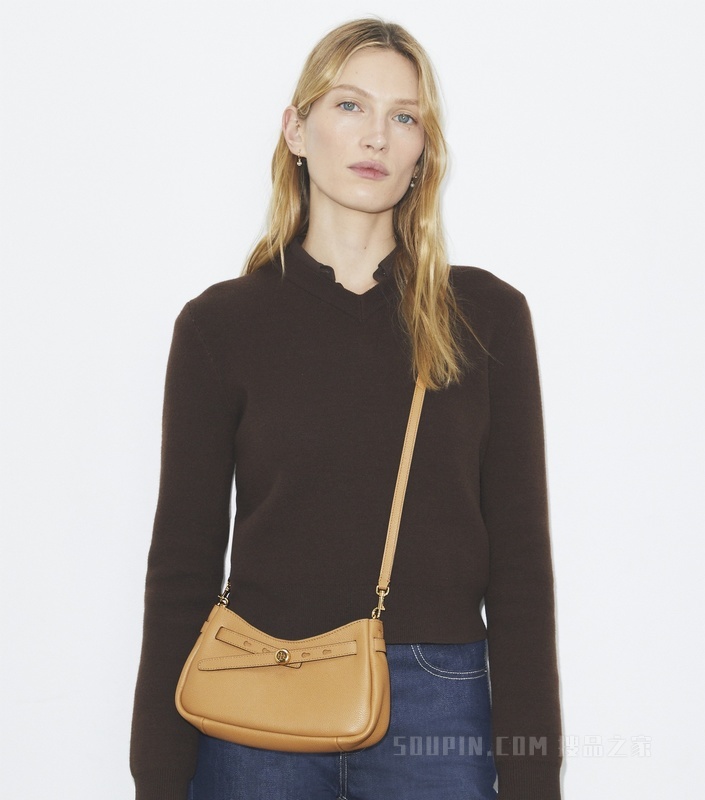 Romy 顶部拉链斜挎包 提拉米苏色