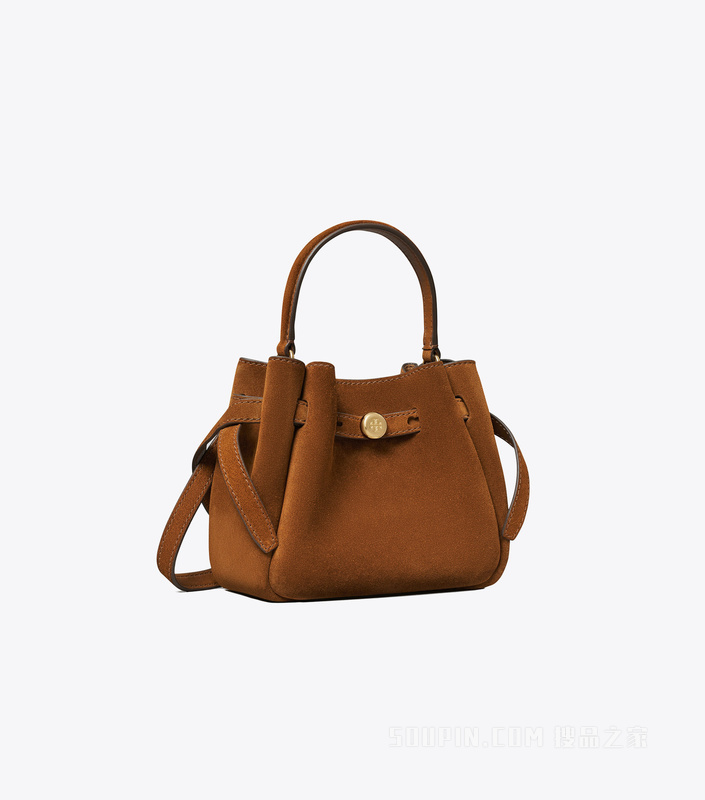 Romy 迷你绒面革水桶包 焦糖色