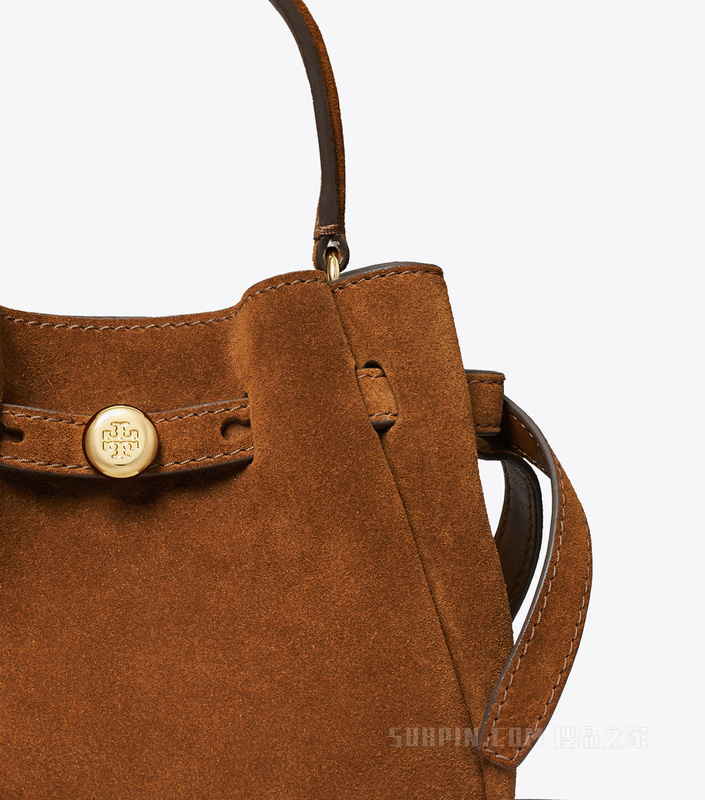 Romy 迷你绒面革水桶包 焦糖色