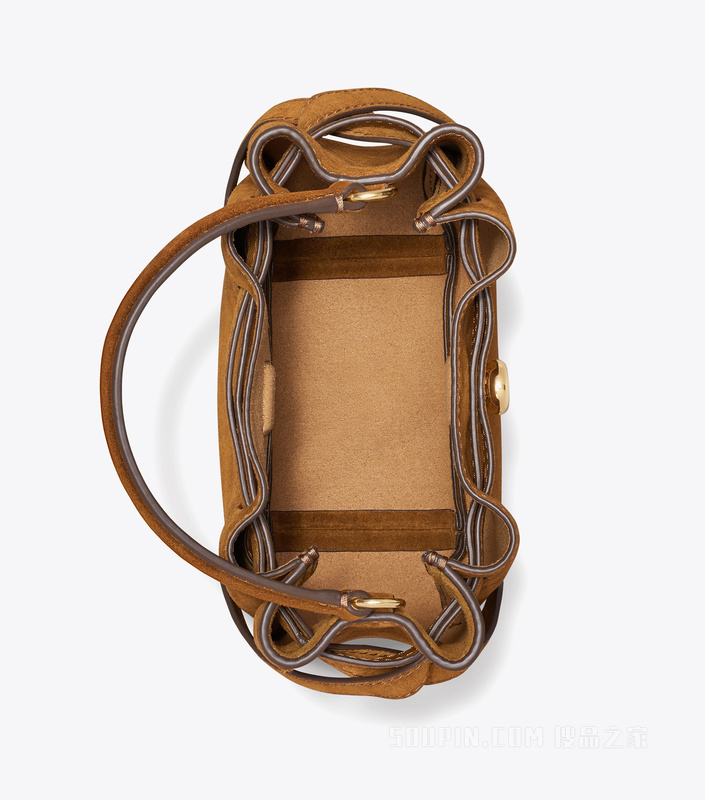 Romy 迷你绒面革水桶包 焦糖色