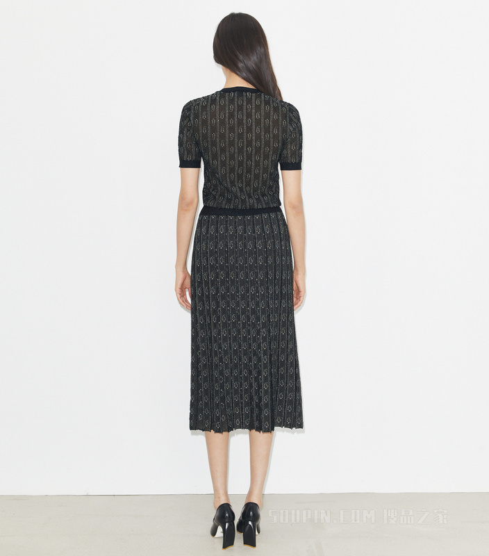 提花半身裙 海军蓝