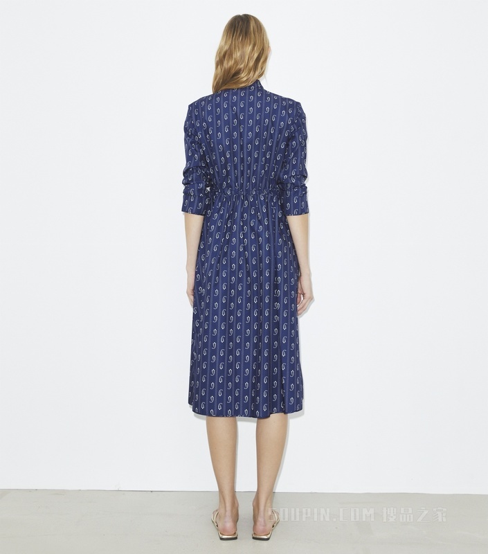 棉质衬衫裙 蓝色印花