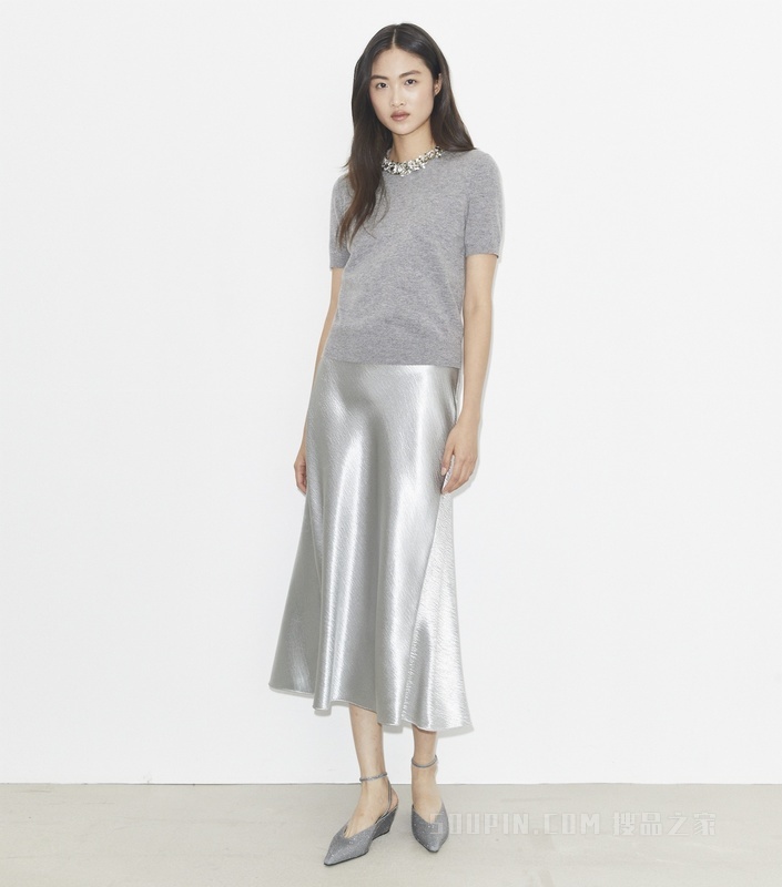 短袖羊毛毛衣 灰色