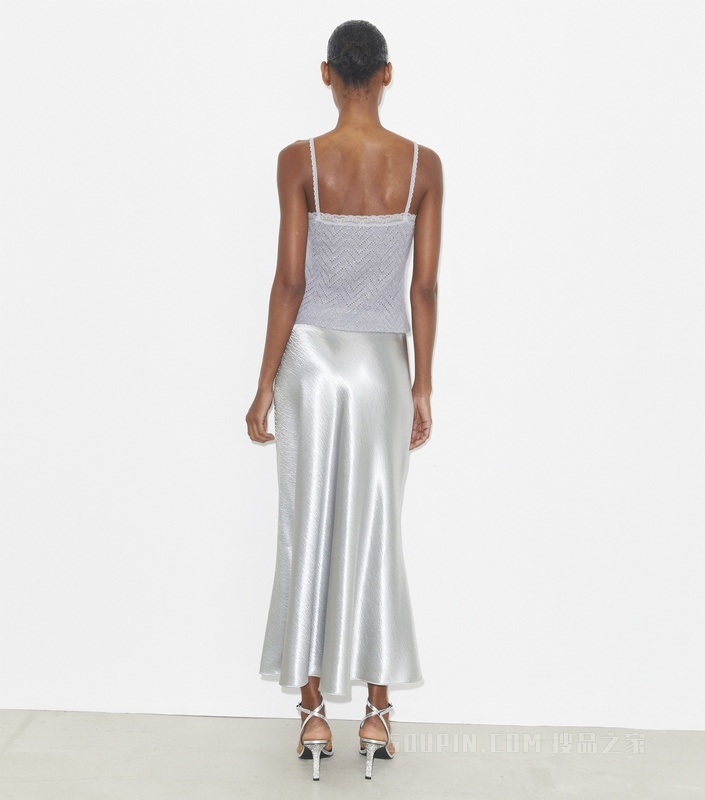 缎面半身裙 石英灰